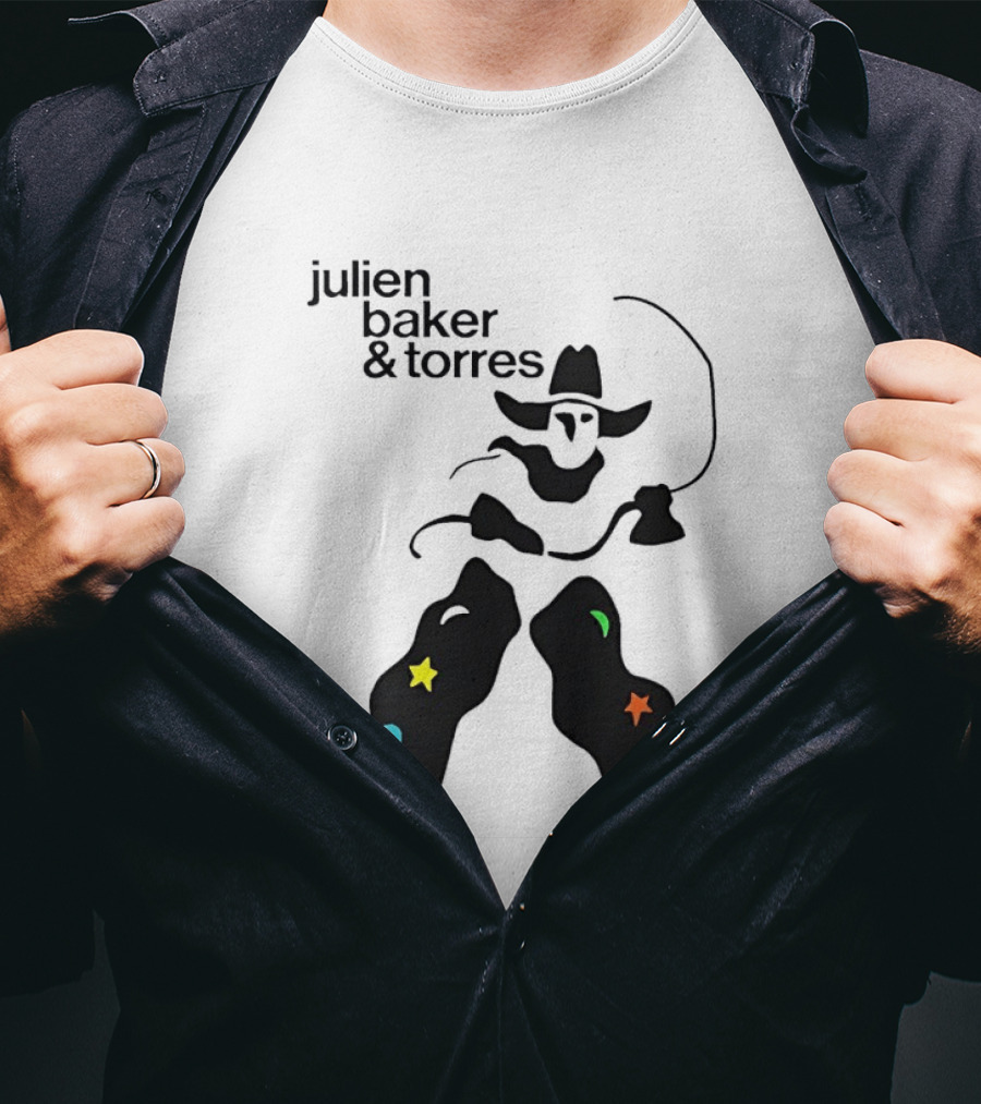 Julien Baker And Torres Cowboy Figure With Colorful Star Accents T-Shirt