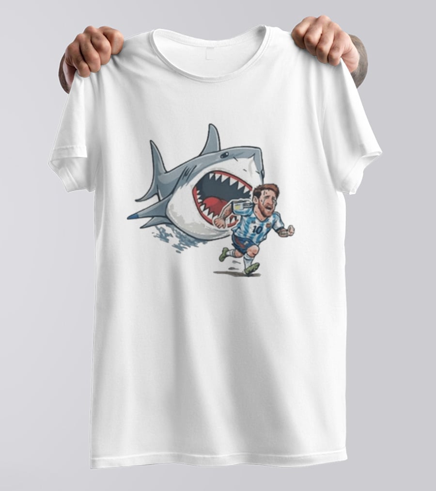 Cape Verde Brainrot Messi Shark Chase Soccer Humor T-Shirt