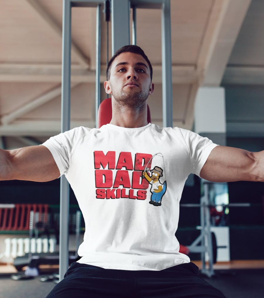 Mad Dad Skills Simps Homer Fishing T-Shirt