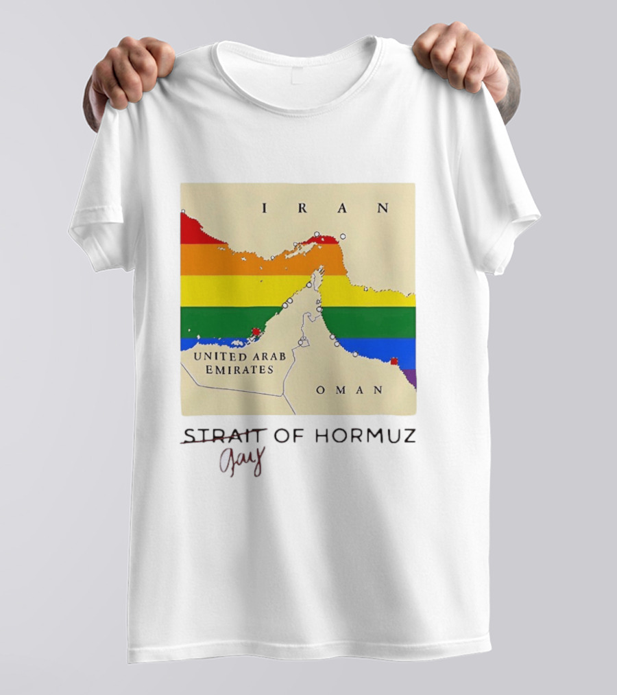 Strait Of Hormuz Map Pride Rainbow Gay Wordplay Pun T-Shirt