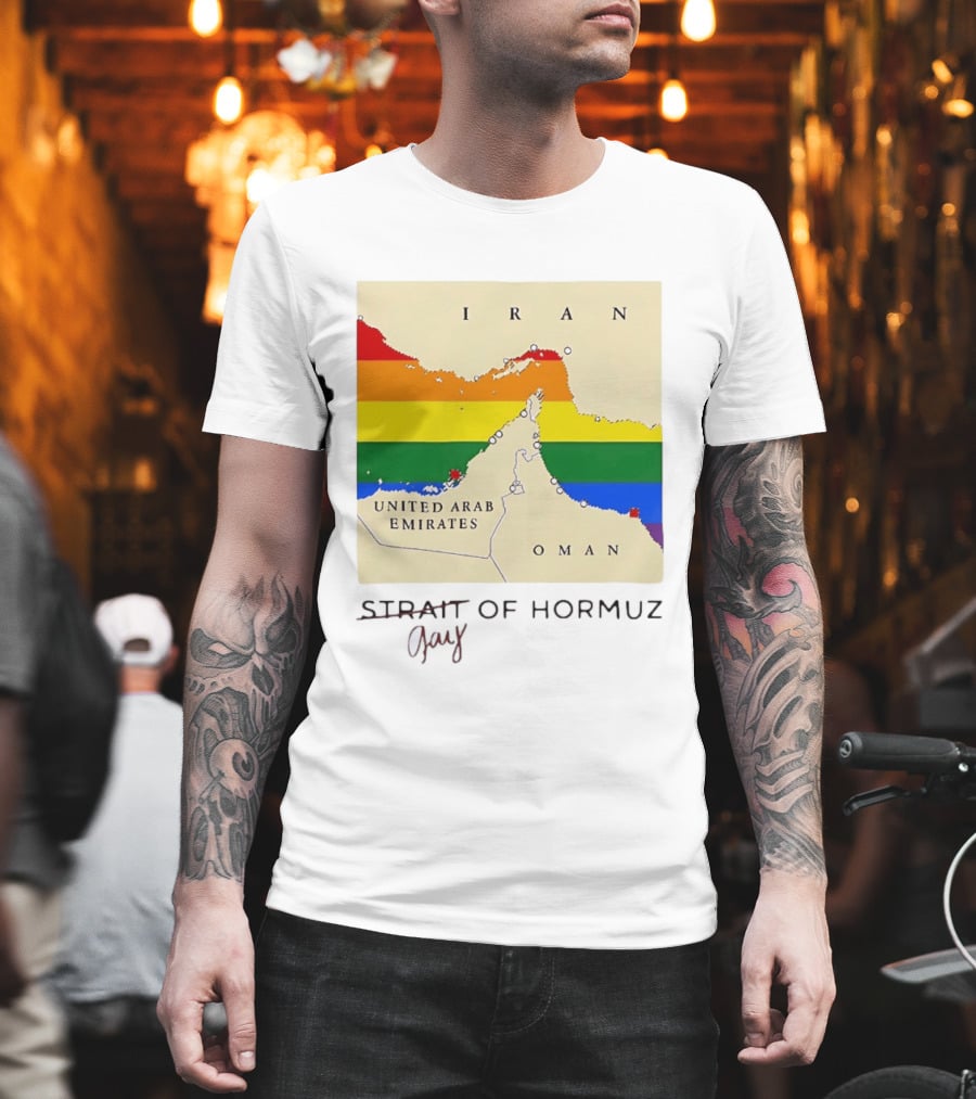Strait Of Hormuz Map Pride Rainbow Gay Wordplay Pun T-Shirt