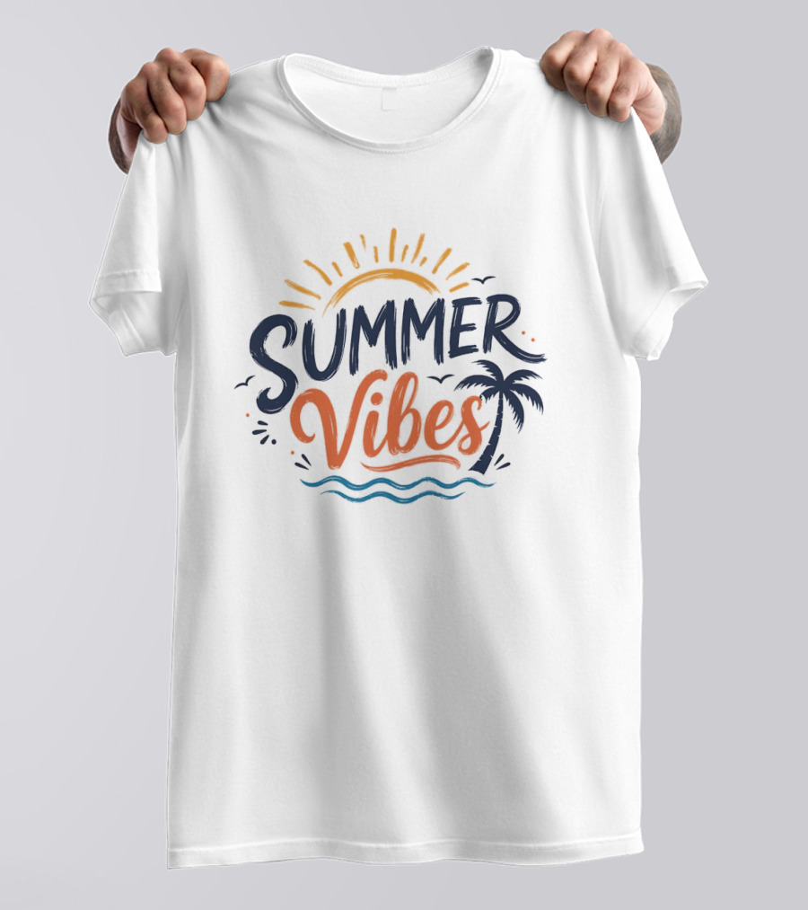 Summer Vibes Sun Palm Beach Waves T-Shirt