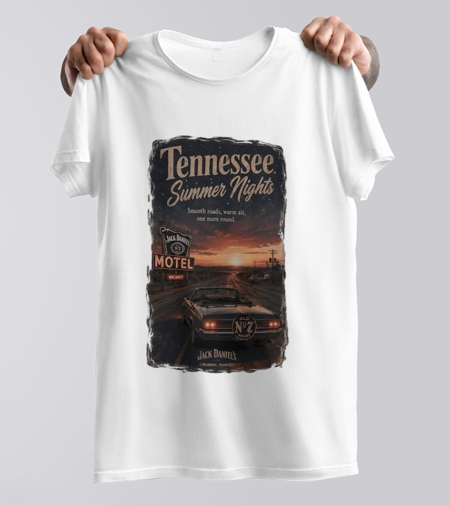Tennessee Summer Nights Jack Daniel's Motel Smooth Roads Warm Air Old No. 7 Lynchburg T-Shirt