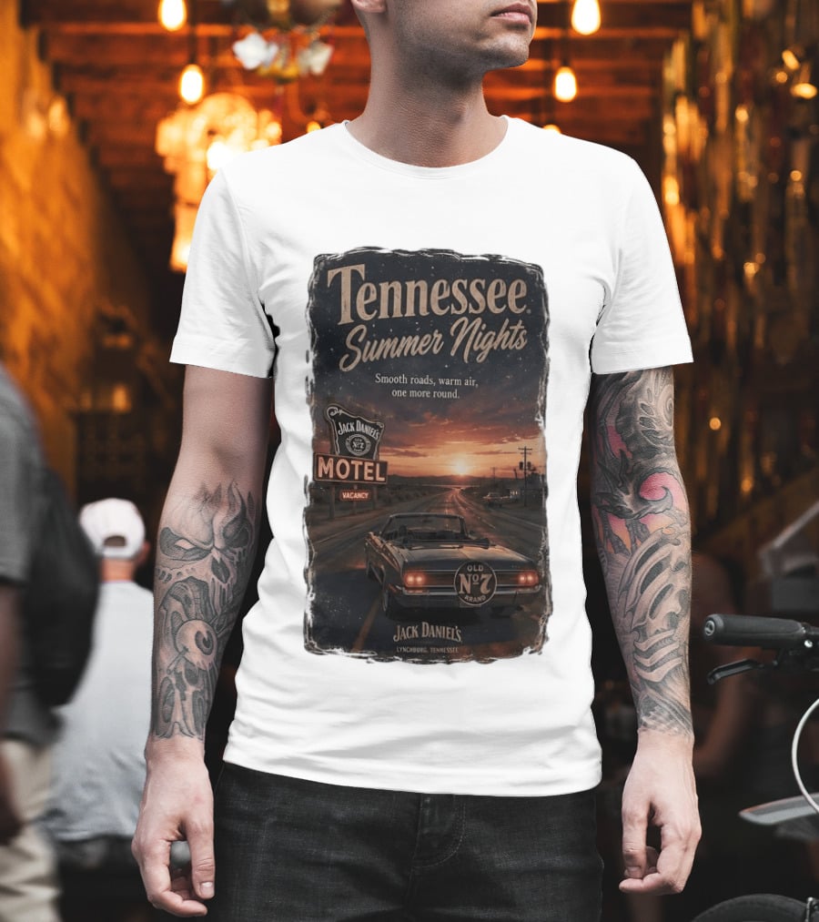 Tennessee Summer Nights Jack Daniel's Motel Smooth Roads Warm Air Old No. 7 Lynchburg T-Shirt