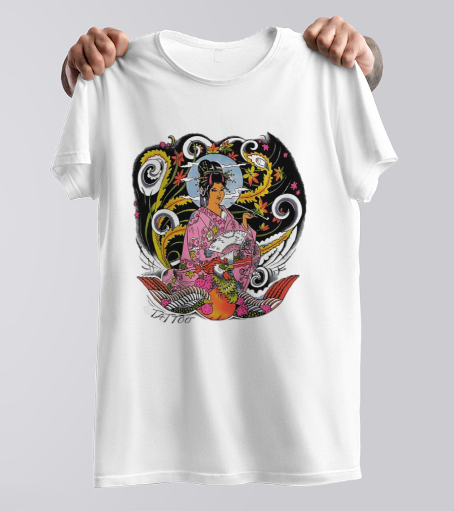 Geisha Tattoo Japanese Traditional Phoenix Kimono T-Shirt