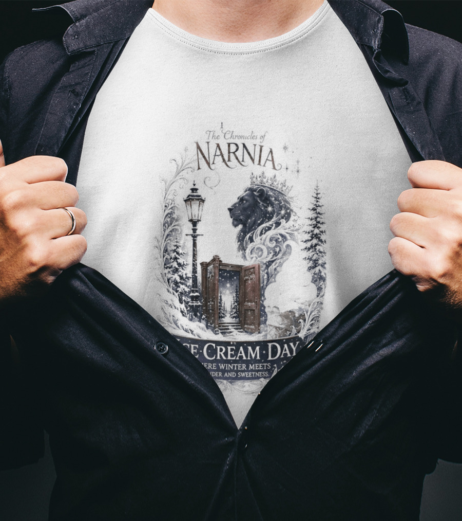 Narnia Ice Cream Day Winter Meets Wonder Aslan Wardrobe T-Shirt