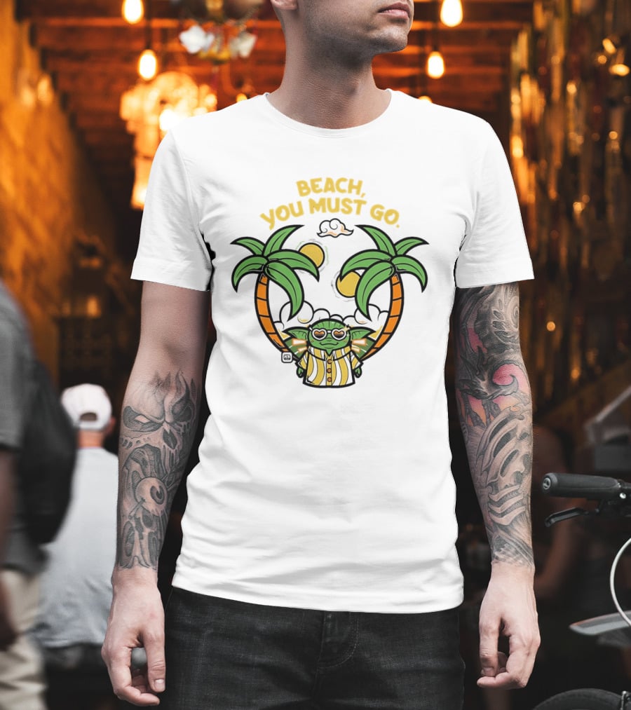 Grogu Hawaiian Outfit Beach You Must Go Palm Trees Sunglasses T-Shirt