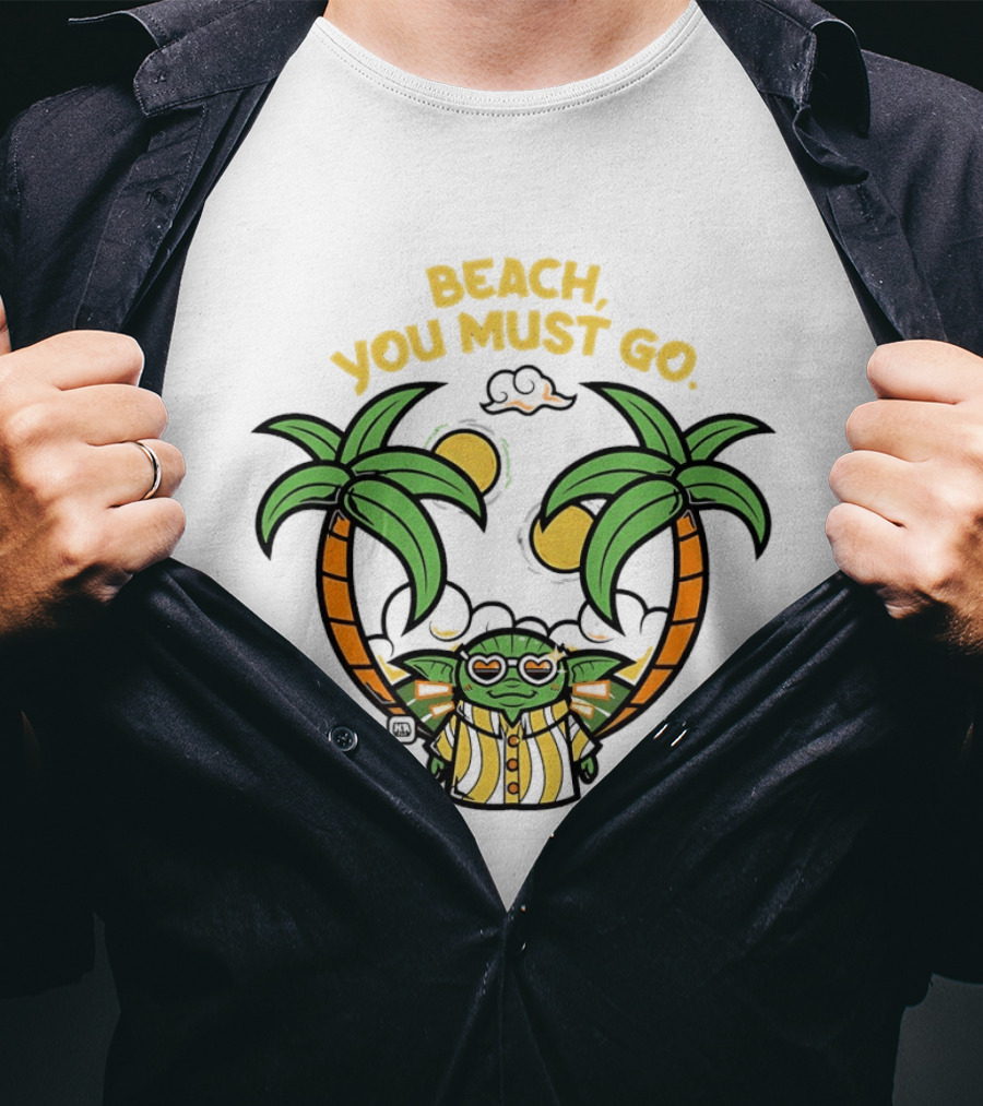 Grogu Hawaiian Outfit Beach You Must Go Palm Trees Sunglasses T-Shirt