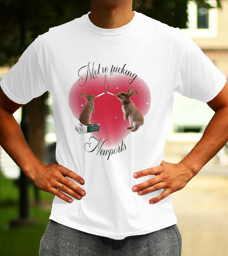 Motherfucking Newports Rabbits Smoking Cigarettes T-Shirt