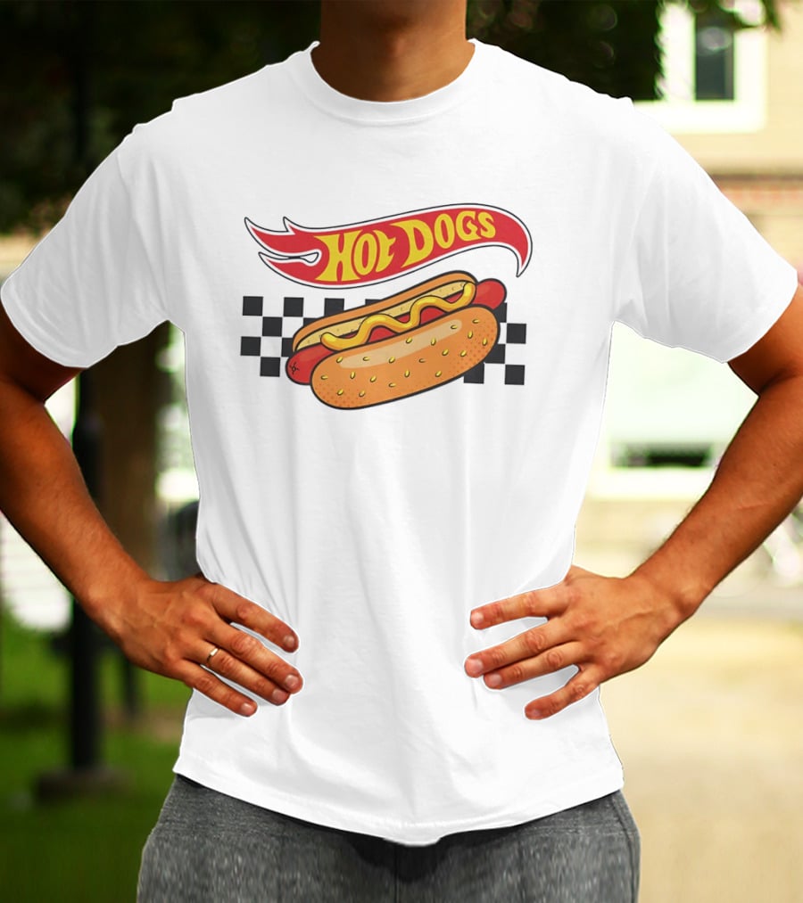 Hot Dogs Checkerboard Flame And Bun T-Shirt