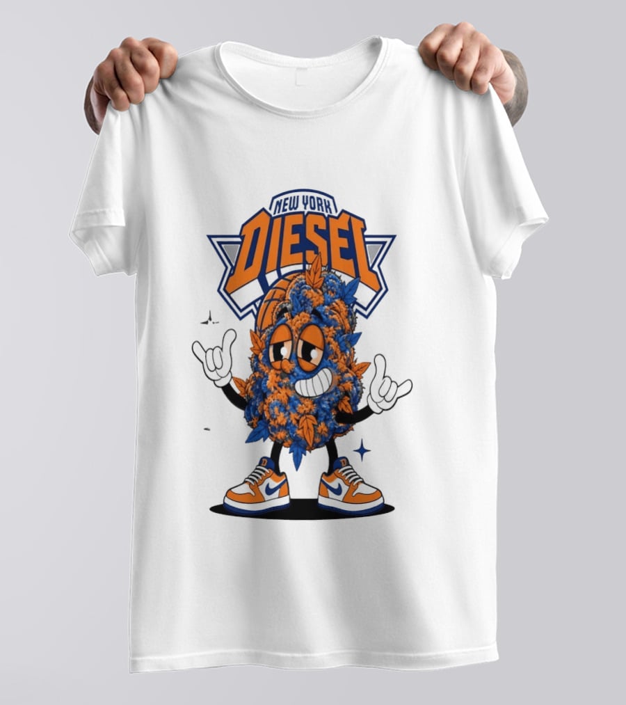 New York Diesel Cannabis Cartoon Knicks T-Shirt