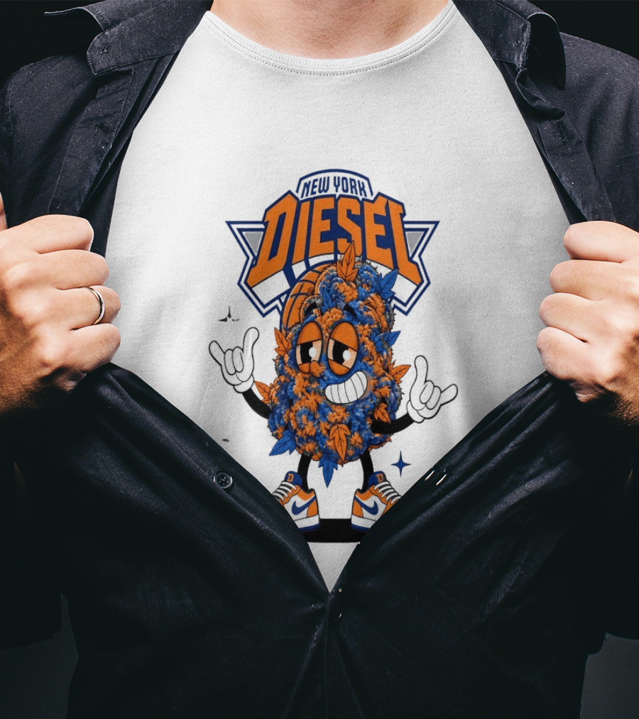 New York Diesel Cannabis Cartoon Knicks T-Shirt