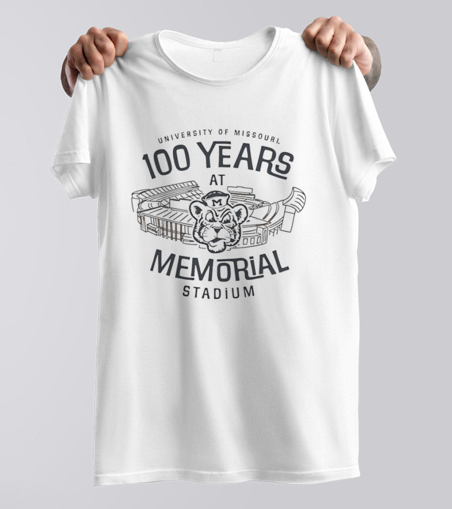 University Of Missouri 100 Years At Memorial Stadium Tiger Head Stadium T-Shirt