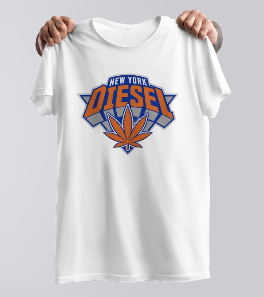 New York Diesel Cannabis Knicks Weed Leaf Basketball T-Shirt
