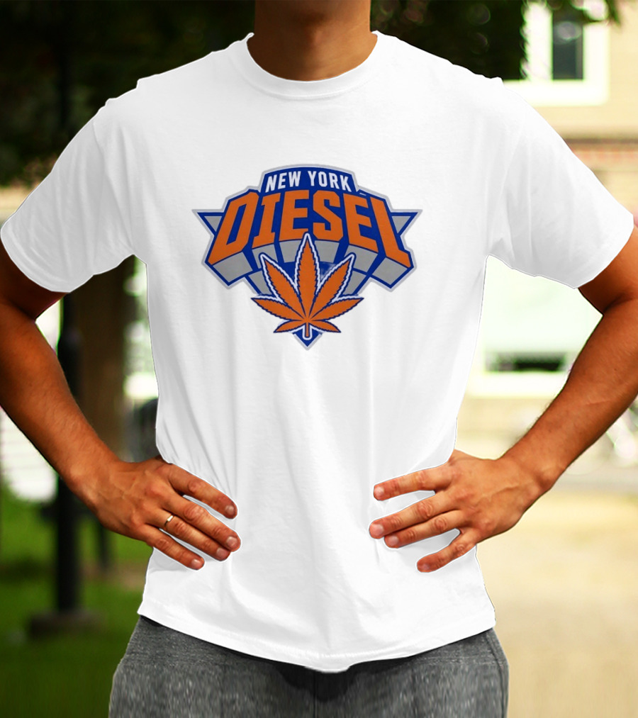 New York Diesel Cannabis Knicks Weed Leaf Basketball T-Shirt