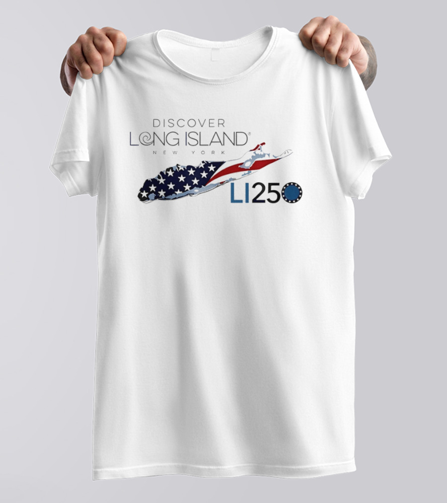 Discover Long Island New York LI250 American Flag Map T-Shirt