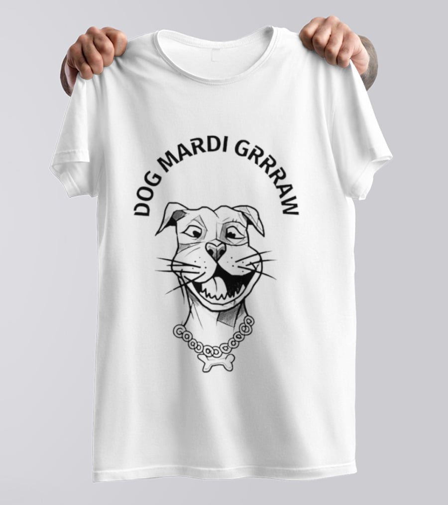 Dog Mardi Grrraw Celebratory Canine With Beads T-Shirt