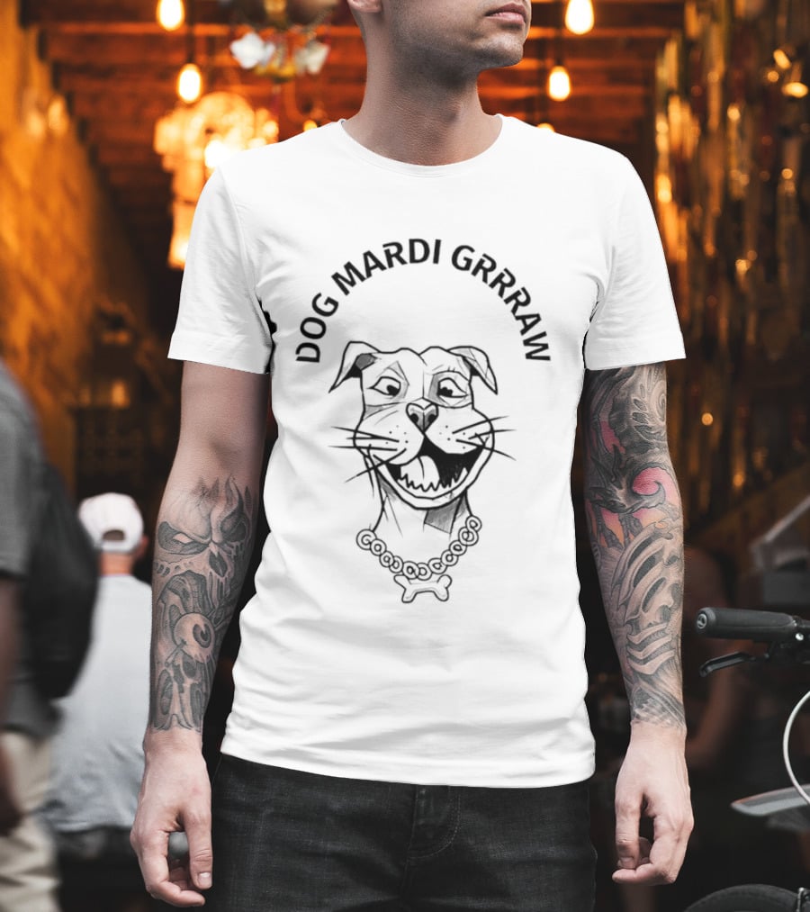 Dog Mardi Grrraw Celebratory Canine With Beads T-Shirt