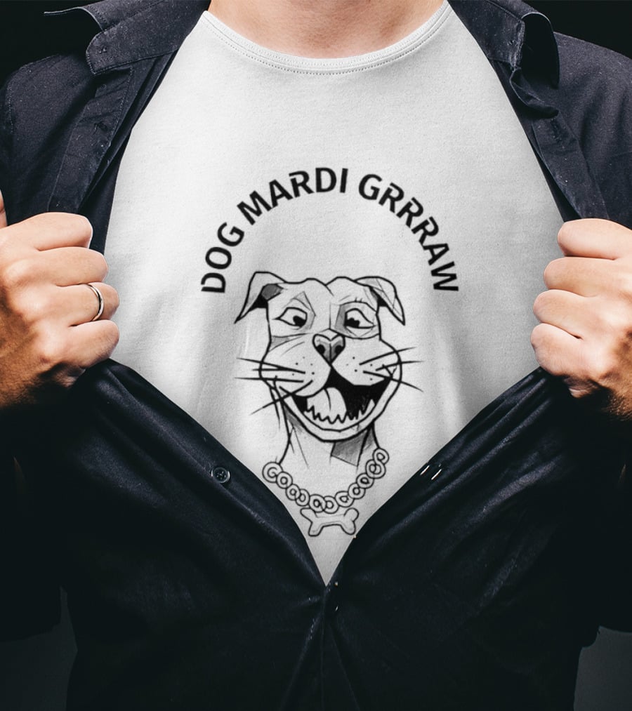 Dog Mardi Grrraw Celebratory Canine With Beads T-Shirt