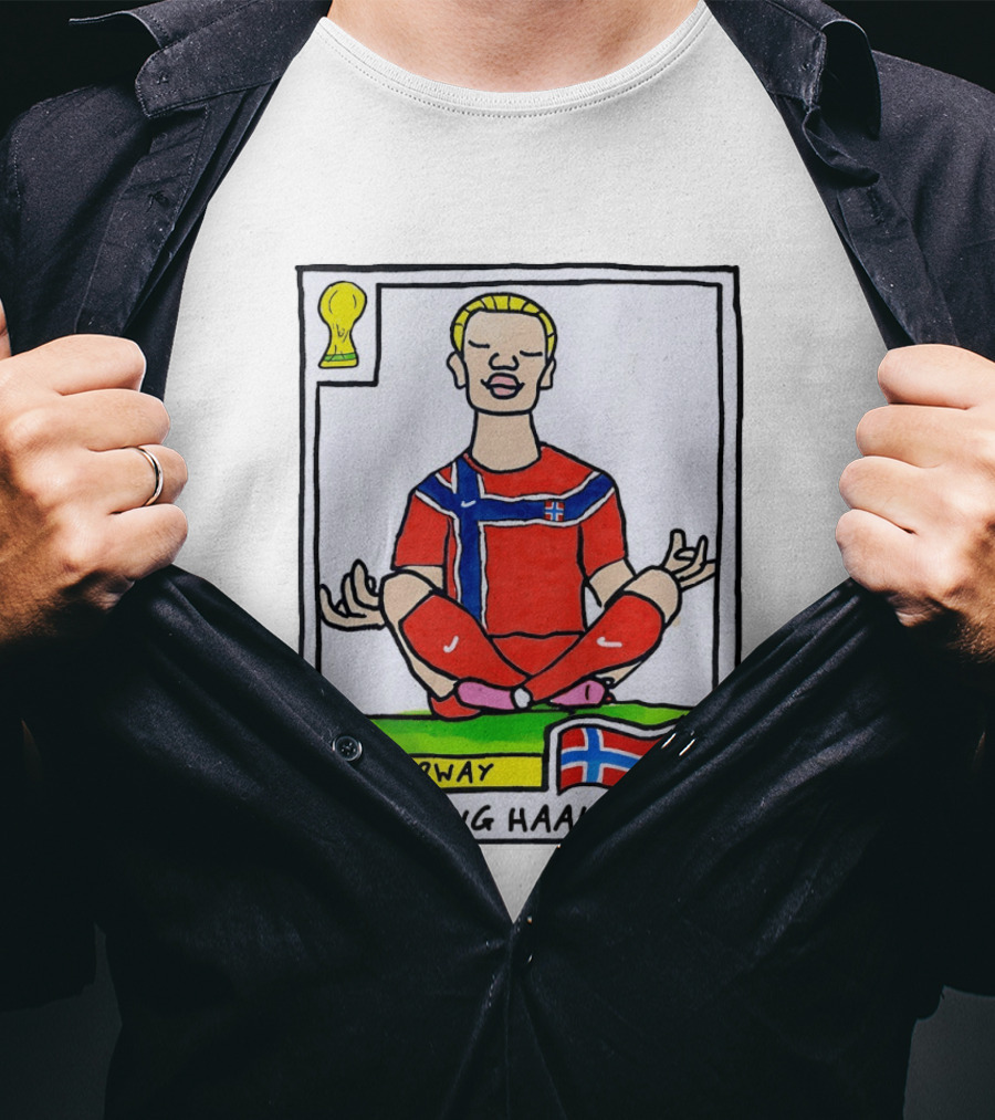 Erling Haaland Norway Soccer Meditation Cartoon Norway Flag T-Shirt