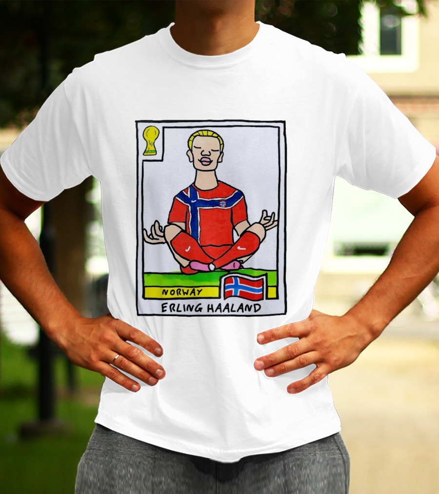 Erling Haaland Norway Soccer Meditation Cartoon Norway Flag T-Shirt