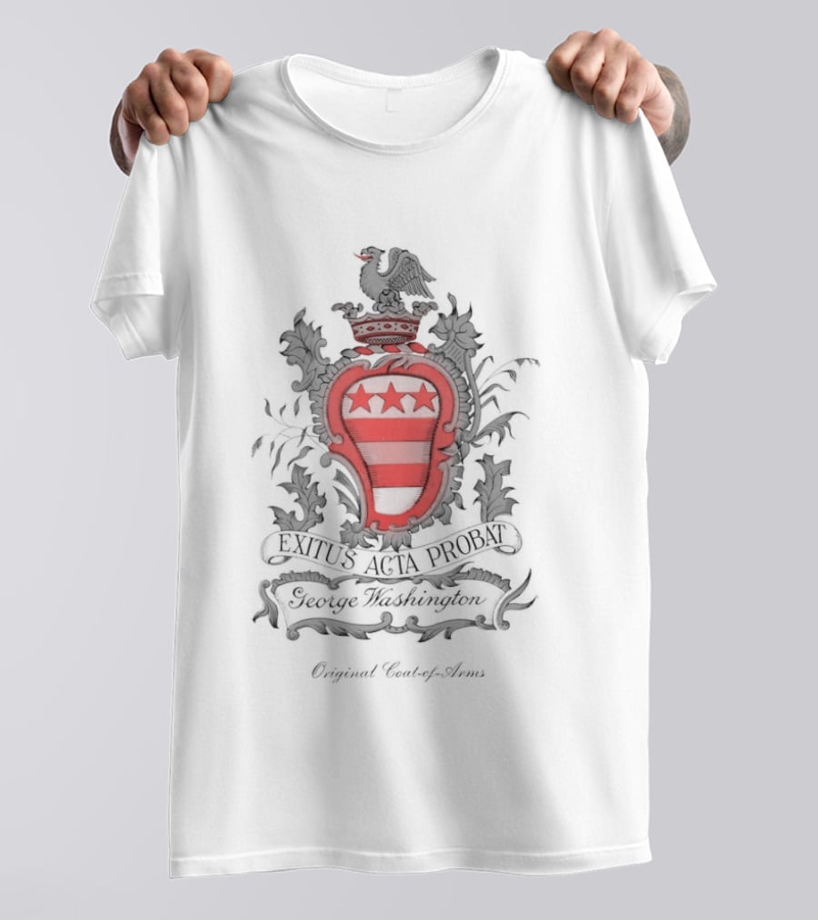 George Washington Exitus Acta Probat Coat Of Arms Crest With Original Washington Signature T-Shirt