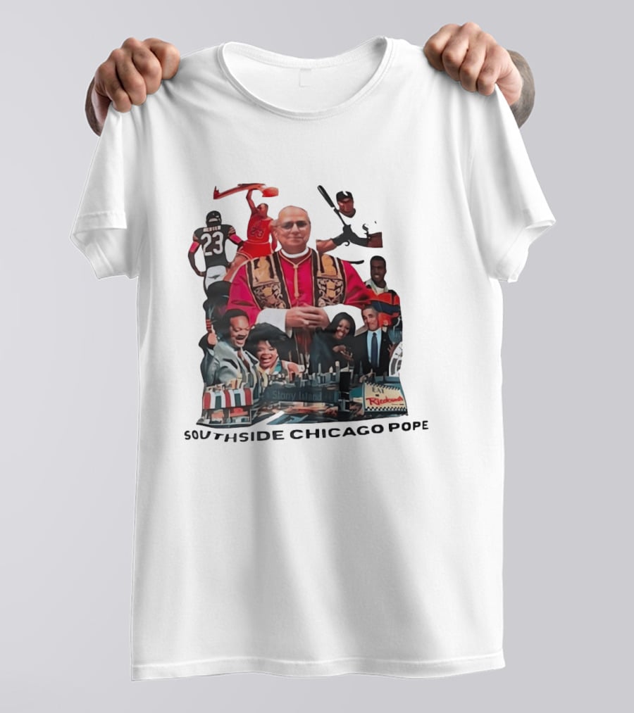 Southside Chicago Pope Michael Jordan Barack Obama City Collage T-Shirt