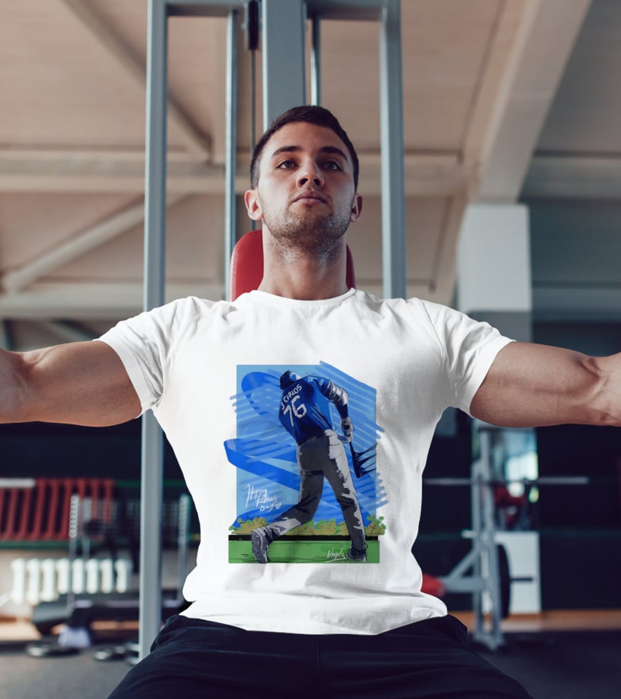 Carlos 76 Happy Fathers Day Baseball Player Sports T-Shirt