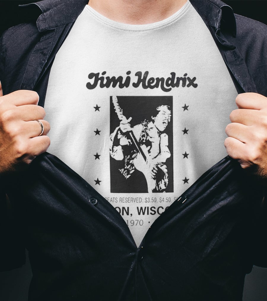 Jimi Hendrix Madison Wisconsin Concert May 2 1970 Saturday All Seats Reserved $3.50 $4.00 $4.50 T-Shirt
