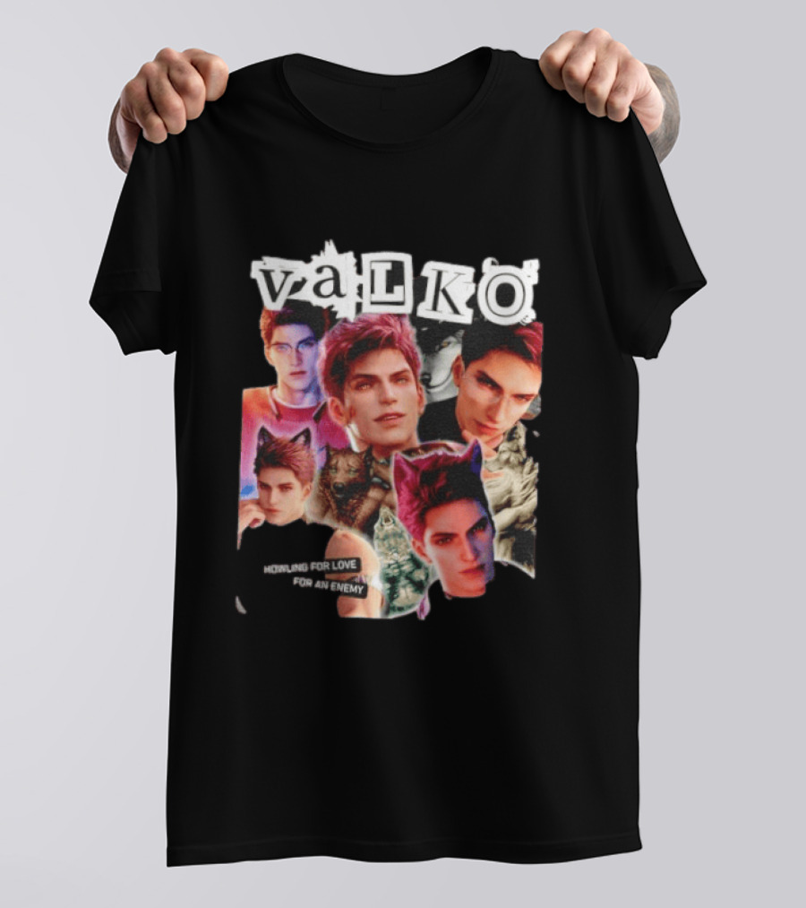 Valko Howling For Love For An Enemy Collage Wild Wolf Aesthetic T-Shirt