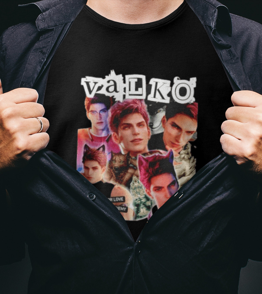 Valko Howling For Love For An Enemy Collage Wild Wolf Aesthetic T-Shirt