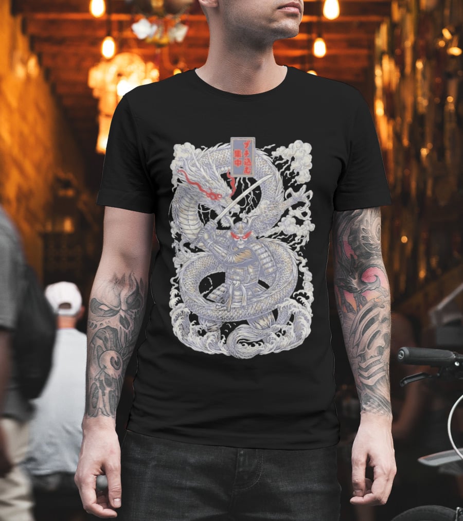 Zero Foxtrot Focused Fury Samurai Dragon Japanese Kanji T-Shirt