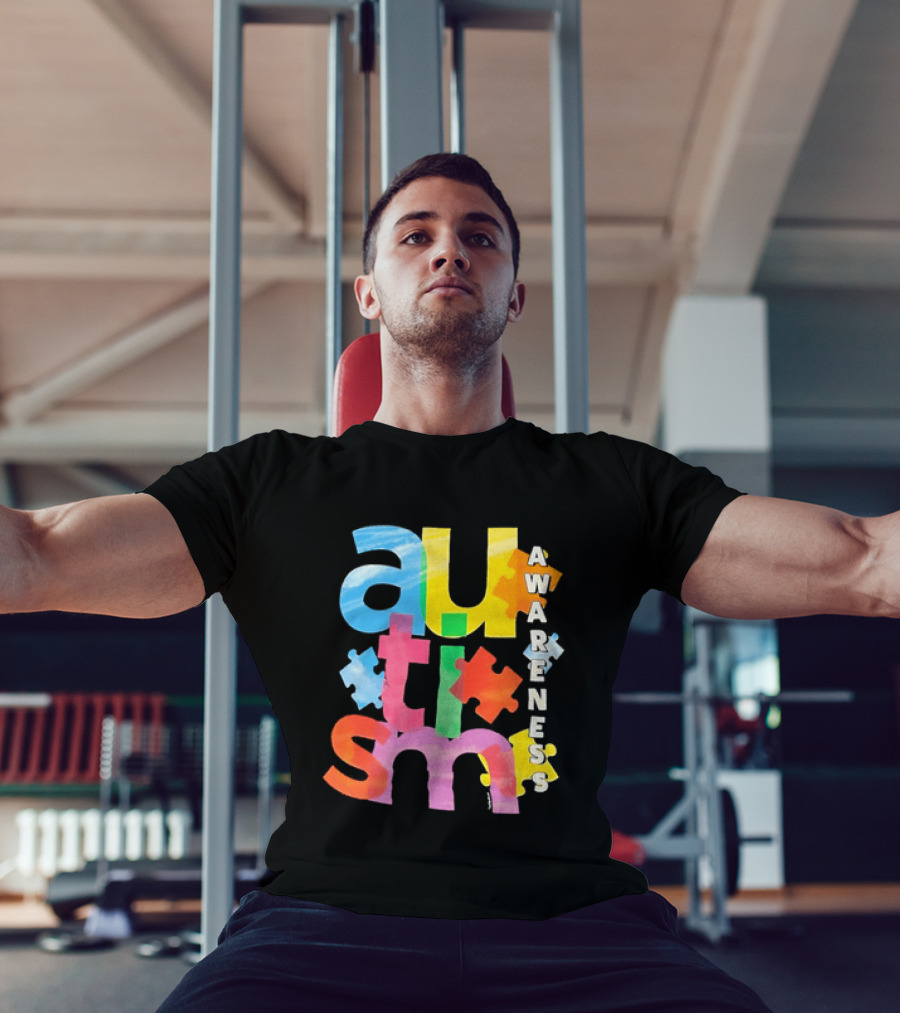 Autism Awareness Puzzle Colorful Letters And Pieces T-Shirt
