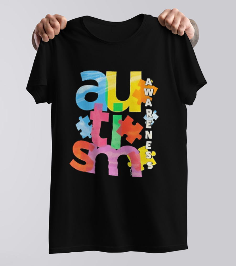 Autism Awareness Puzzle Colorful Letters And Pieces T-Shirt