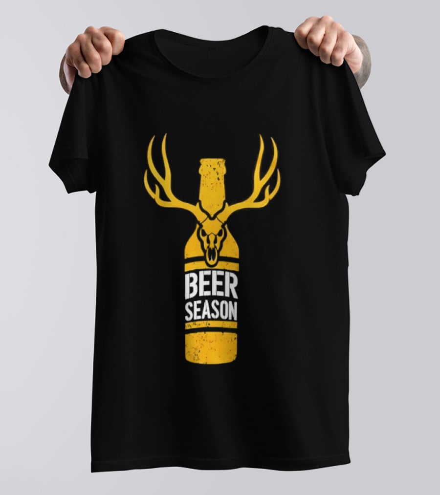 Beer Season Deer Antlers Bottle Hunting T-Shirt