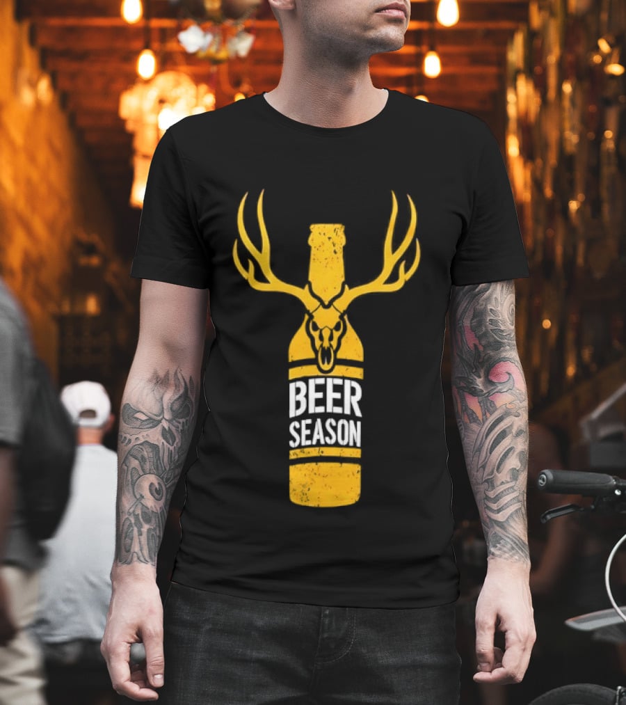 Beer Season Deer Antlers Bottle Hunting T-Shirt
