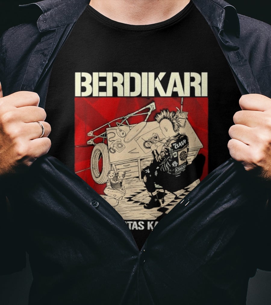 Berdikari Berdiri Diatas Kaki Sendiri Red Checkerboard Racing Motif T-Shirt