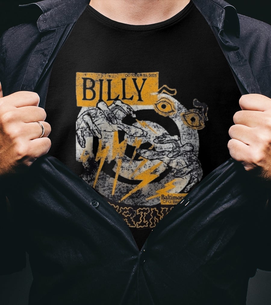 Billy Strings October 31 2023 Baltimore MD CFG Bank Arena Spooky Lightning And Hands T-Shirt