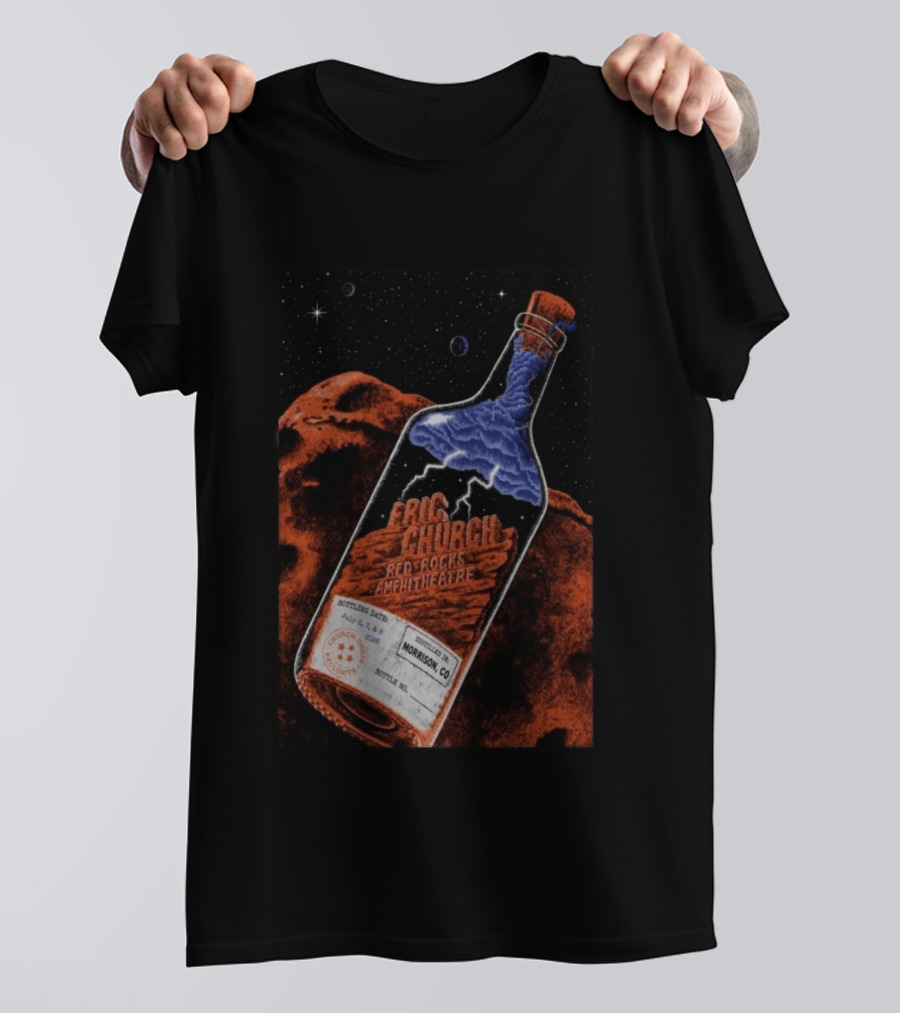 Eric Church Red Rocks Amphitheatre July 8 2026 Morrison CO Bottle T-Shirt