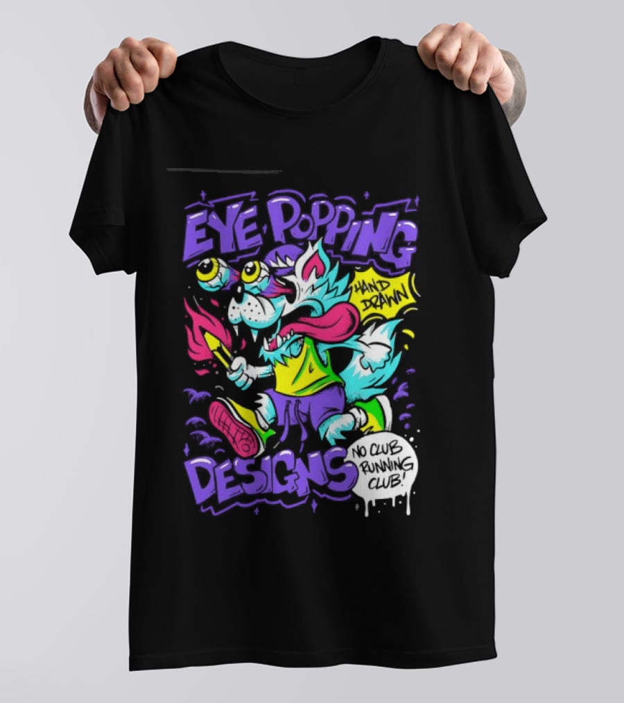 Eye Popping Wolf Hand Drawn No Club Running Club T-Shirt