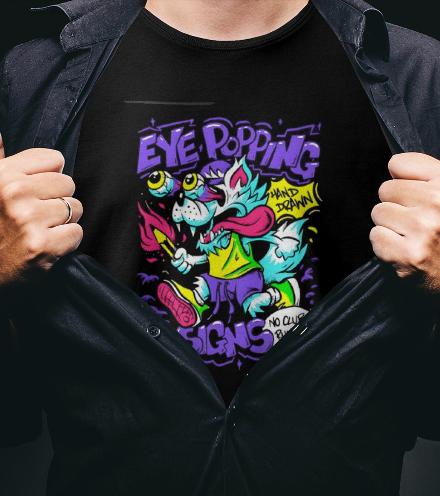 Eye Popping Wolf Hand Drawn No Club Running Club T-Shirt