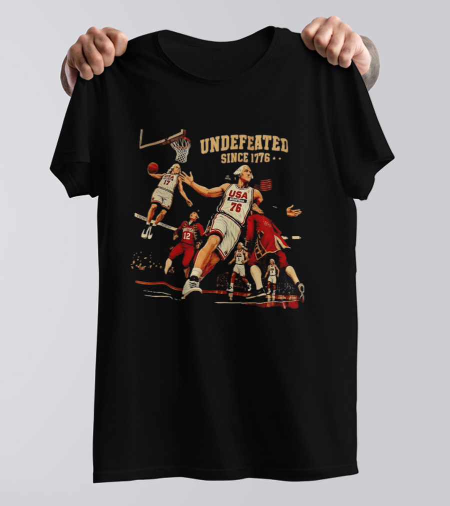 Undefeated Since 1776 George Washington USA Basketball American Revolutionary T-Shirt