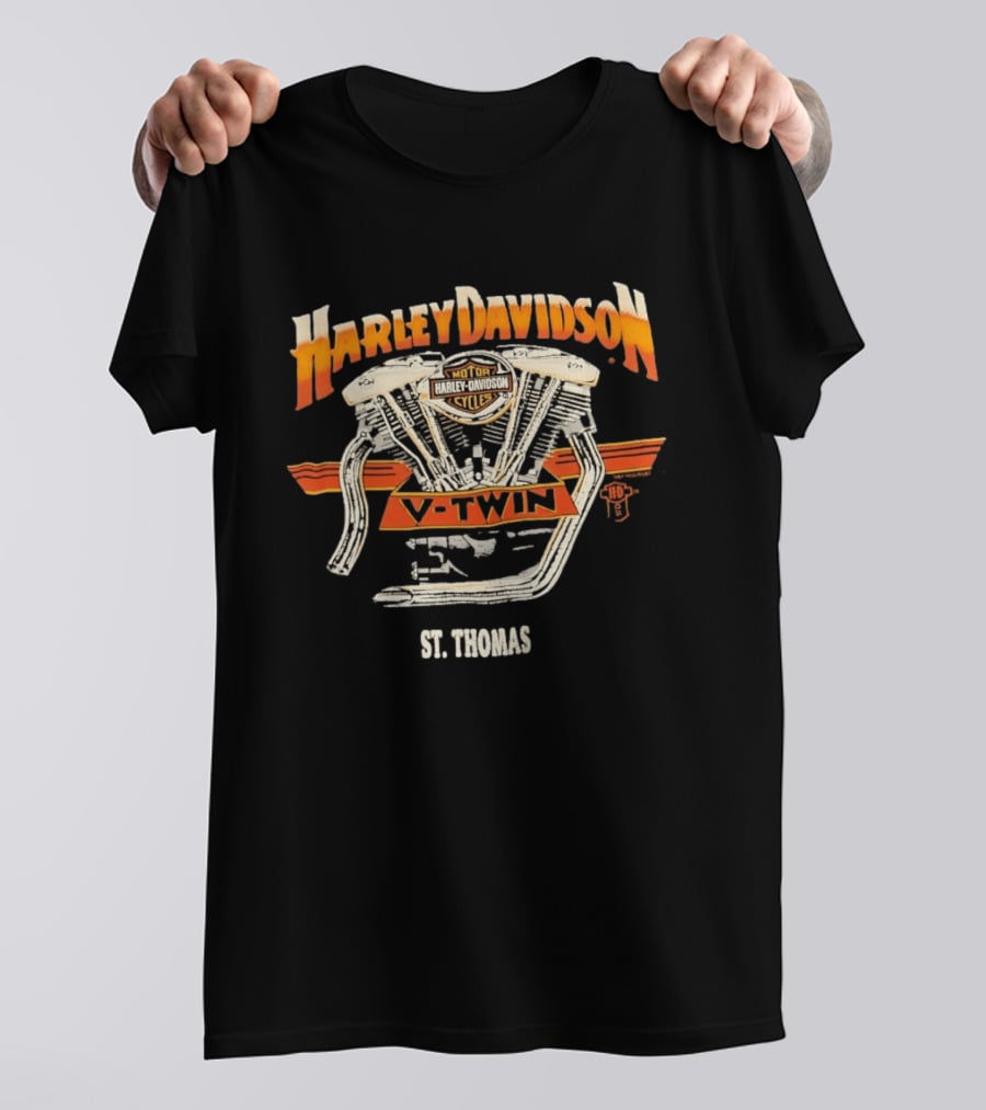 Harley Davidson Motor Cycles V Twin St Thomas 1987 T-Shirt
