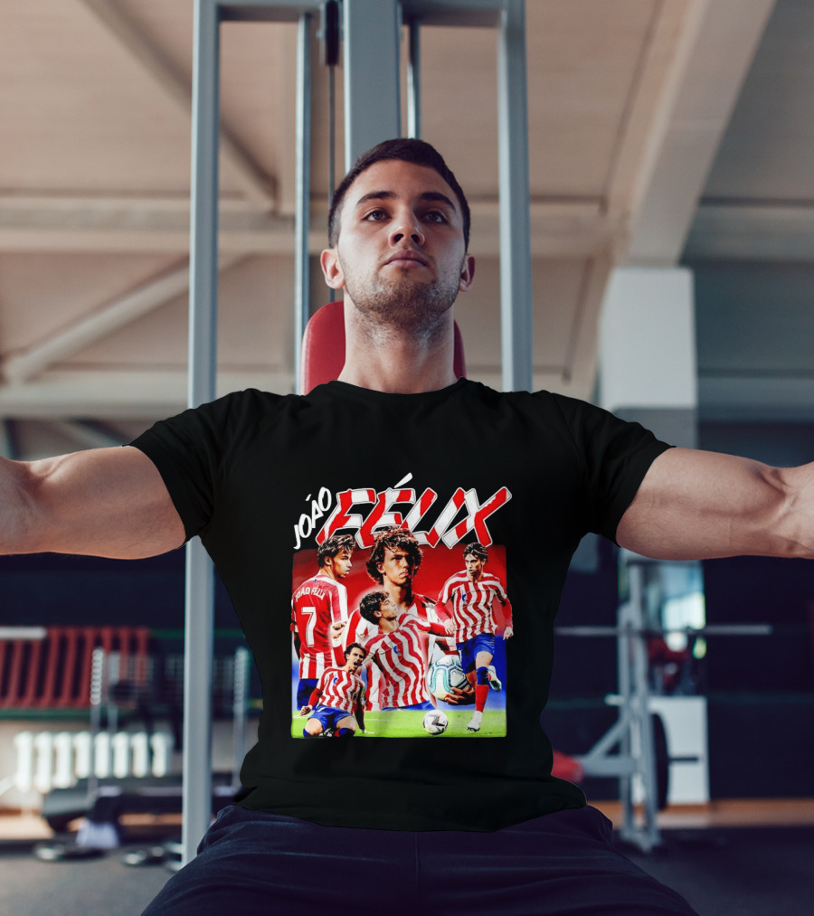 Joao Felix Atletico Madrid Number 7 Soccer Star Collage T-Shirt