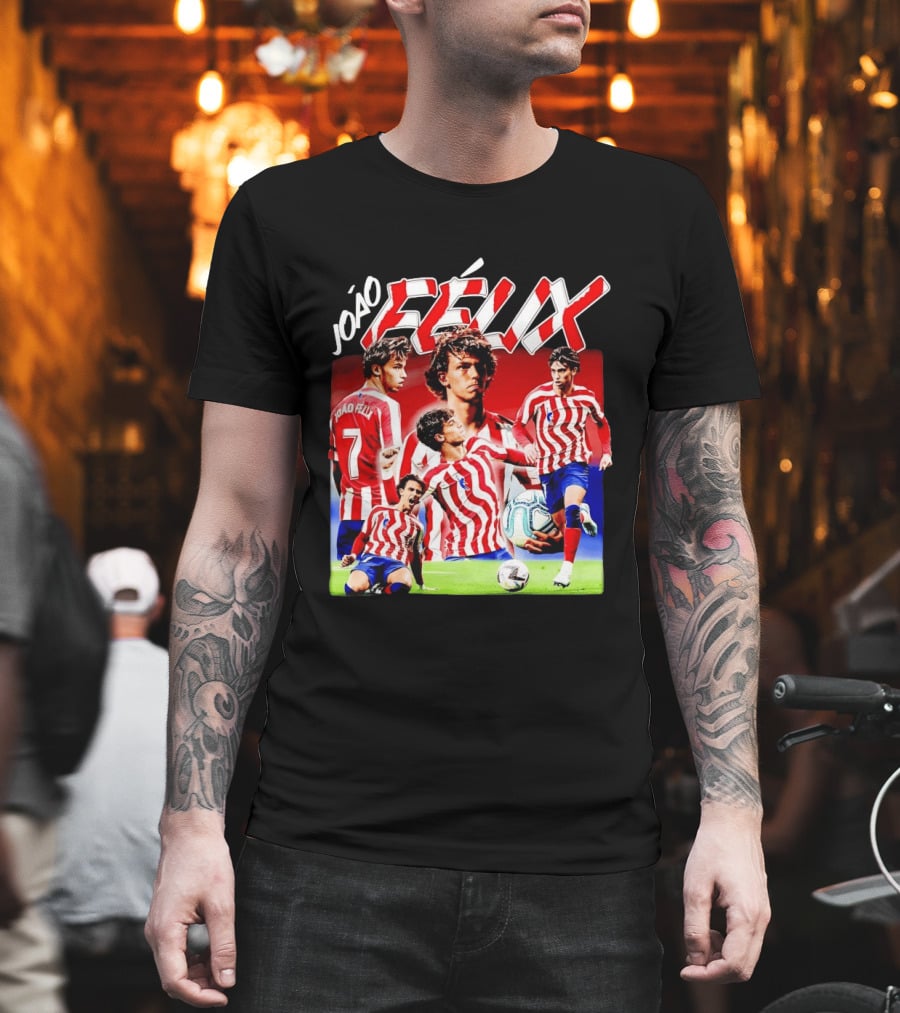 Joao Felix Atletico Madrid Number 7 Soccer Star Collage T-Shirt