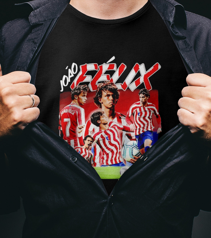 Joao Felix Atletico Madrid Number 7 Soccer Star Collage T-Shirt