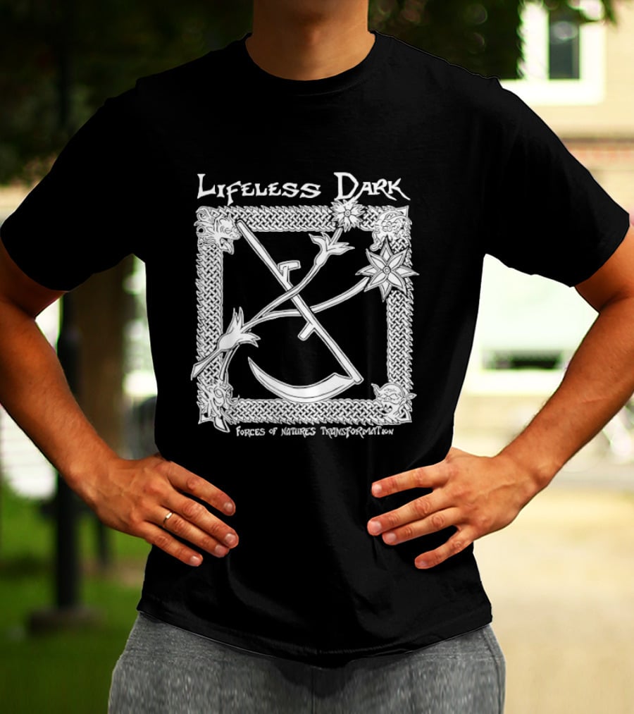 Lifeless Dark Forces Of Nature's Transformation Celtic Knot Scythe Star T-Shirt