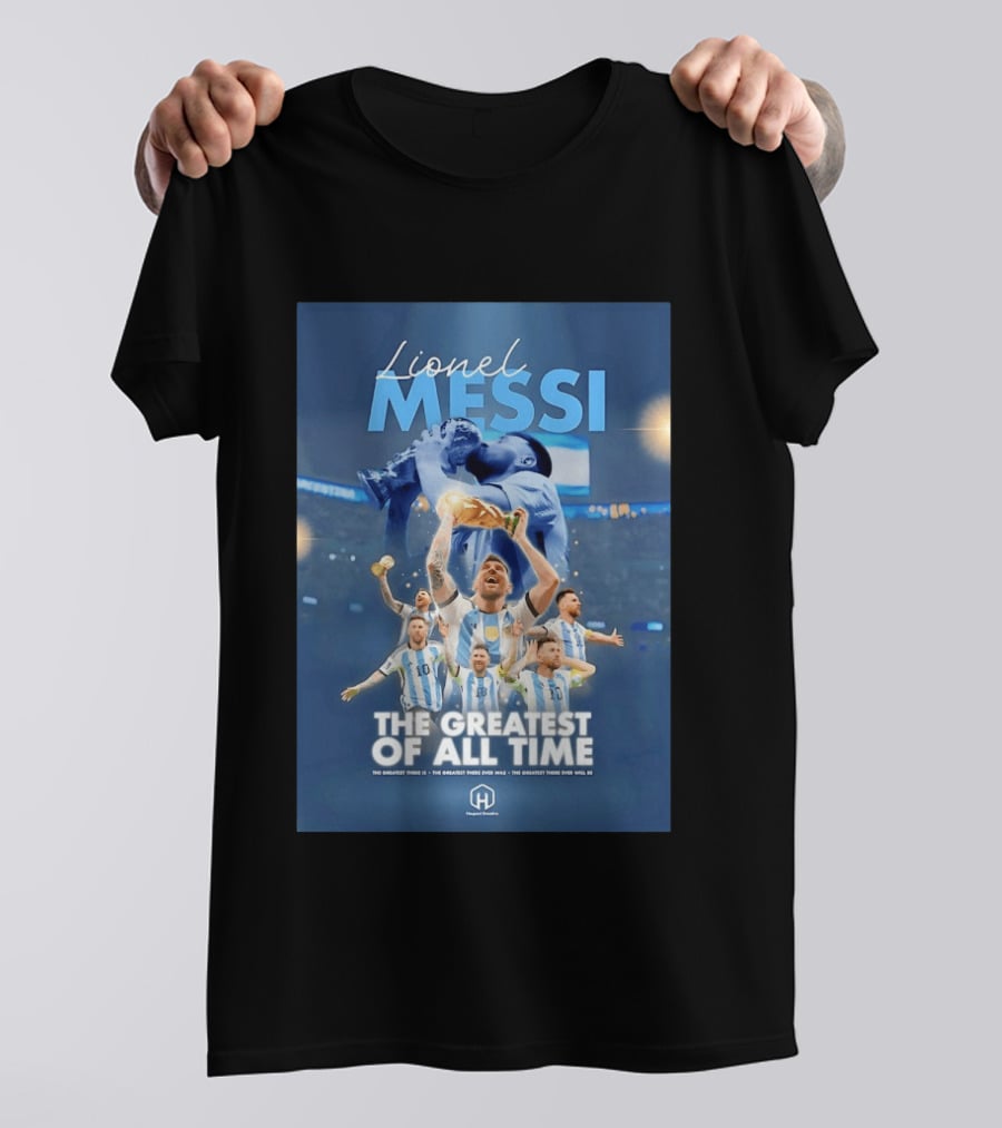 Lionel Messi The Greatest Of All Time Argentina Multi Photo Collage T-Shirt