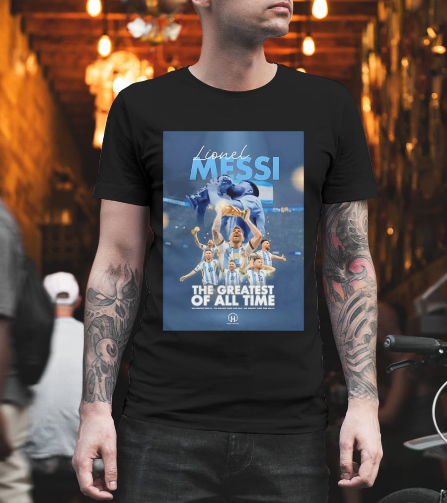 Lionel Messi The Greatest Of All Time Argentina Multi Photo Collage T-Shirt