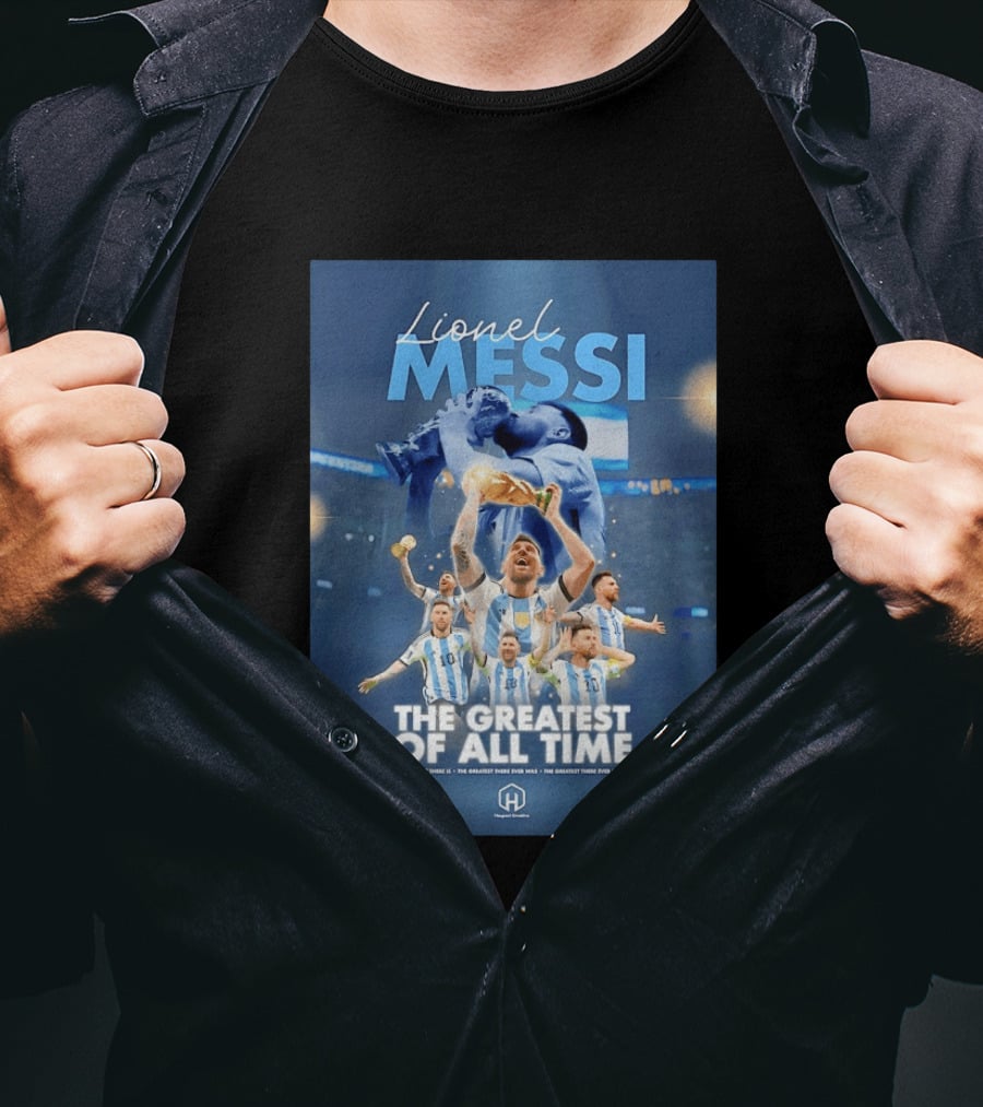 Lionel Messi The Greatest Of All Time Argentina Multi Photo Collage T-Shirt
